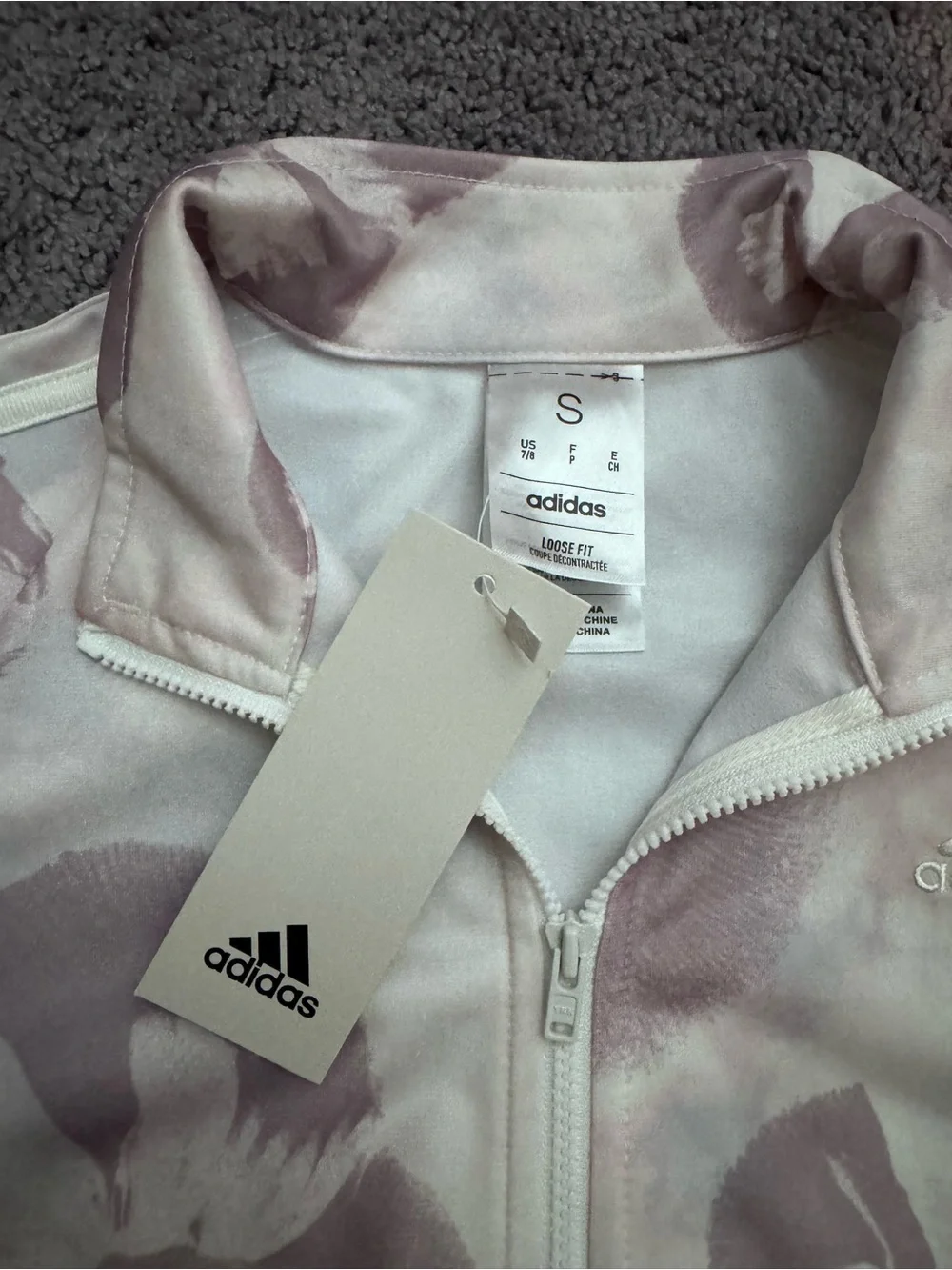 adidas Girls' Pale Pink Floral Zip Track Jacket